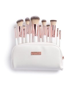 BH Cosmetics Ensemble de 12 pinceaux Rosé Romance avec trousse à cosmétiques