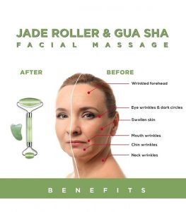 Rouleau De Jade Naturel Pour Le Visage Avec Grattement Gua Sha