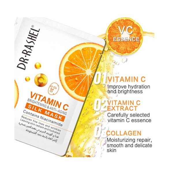 Dr Rashel Vitamine C masque de soie éclaircissant anti-âge avec niacinamide 28g