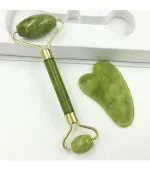 Rouleau de jade naturel pour le visage avec Grattement Gua Sha – Image 2