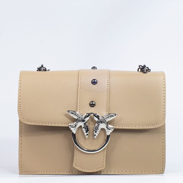 Sac à main cuir beige Love Birds (Pinko)
