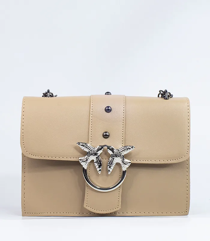 Sac-a-main-cuir-beige-Love-Birds-Pinko-1.jpg Sac à main cuir beige Love Birds (Pinko) – Image 1