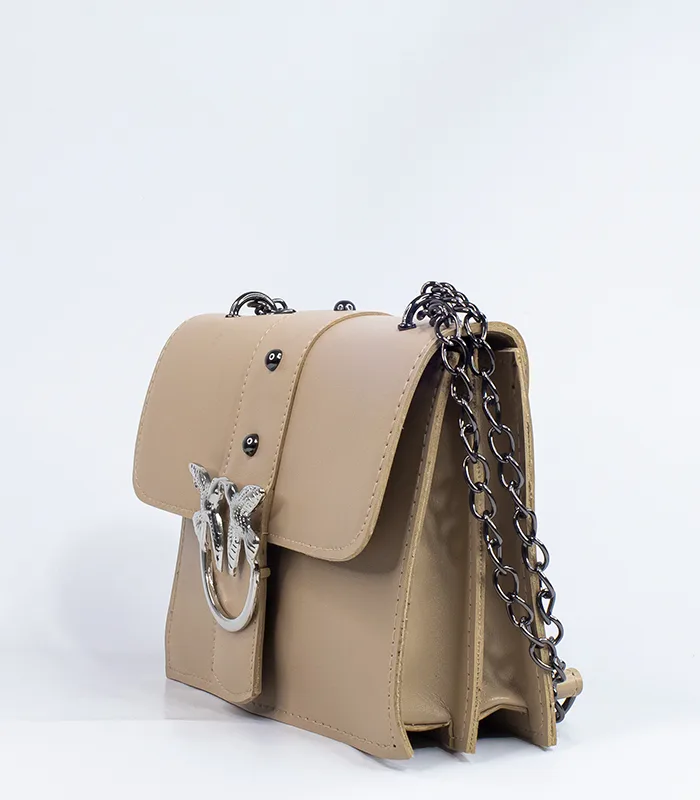 Sac à main cuir beige Love Birds (Pinko) – Image 2