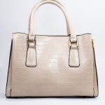 Sac à main cuir texture crocodile beige