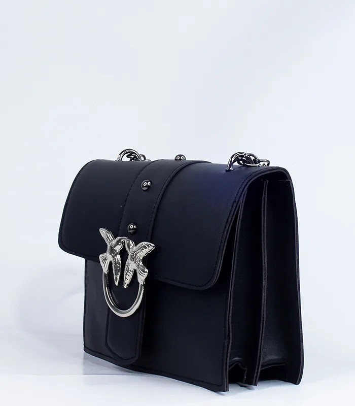 Sac à main cuir noir Love Birds (Pinko) – Image 2