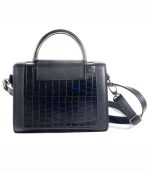 Sac à main cuir noir avec fermoire doré – Image 3