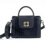 Sac à main cuir noir avec fermoire doré