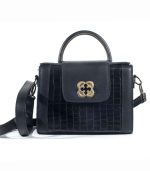 Sac à main cuir noir avec fermoire doré