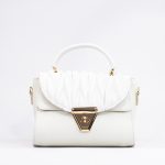 Sac à main cuir synthétique blanc cassé