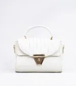 Sac à main cuir synthétique blanc cassé