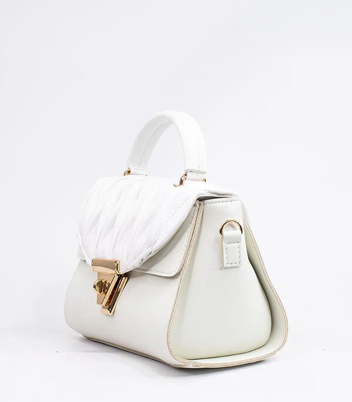 Sac à main cuir synthétique blanc cassé – Image 2