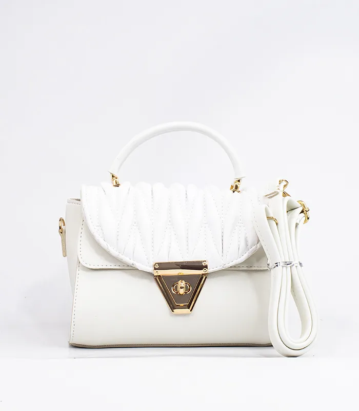 Sac à main cuir synthétique blanc cassé – Image 3