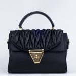 Sac à main cuir synthétique noir foncé