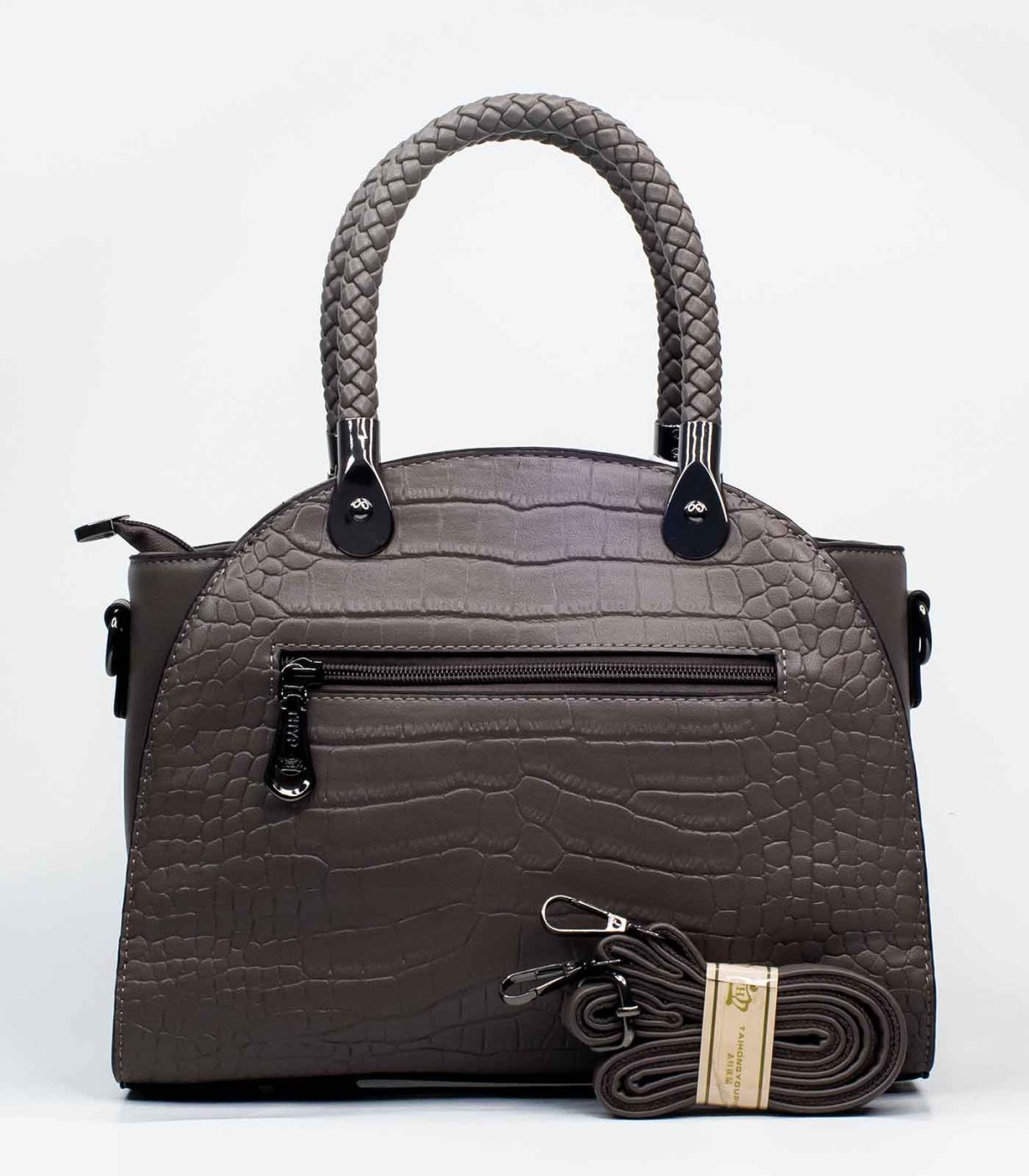 Sac a main marron texture crocodile – Image 3