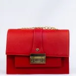 Sac à main rouge en cuir véritable