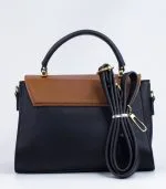 Sac à main tricolore marron noir – Image 3