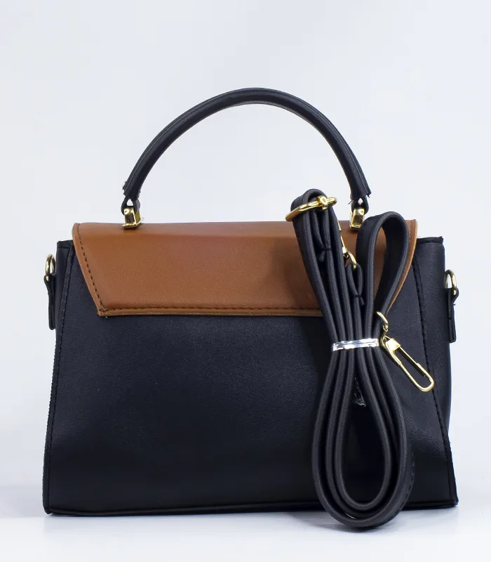 Sac à main tricolore marron noir – Image 3