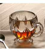 Verre Thé Café Transparent Fleur avec Poignée 7cm 6pcs – Image 2