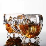 Verre Thé Café Transparent Fleur avec Poignée 7cm 6pcs