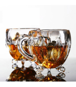 Verre Thé Café Transparent Fleur avec Poignée 7cm 6pcs